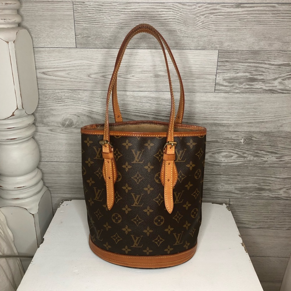 Authentic monogram bucket pm